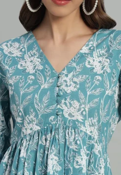 Printed Cotton Tunic in Blue