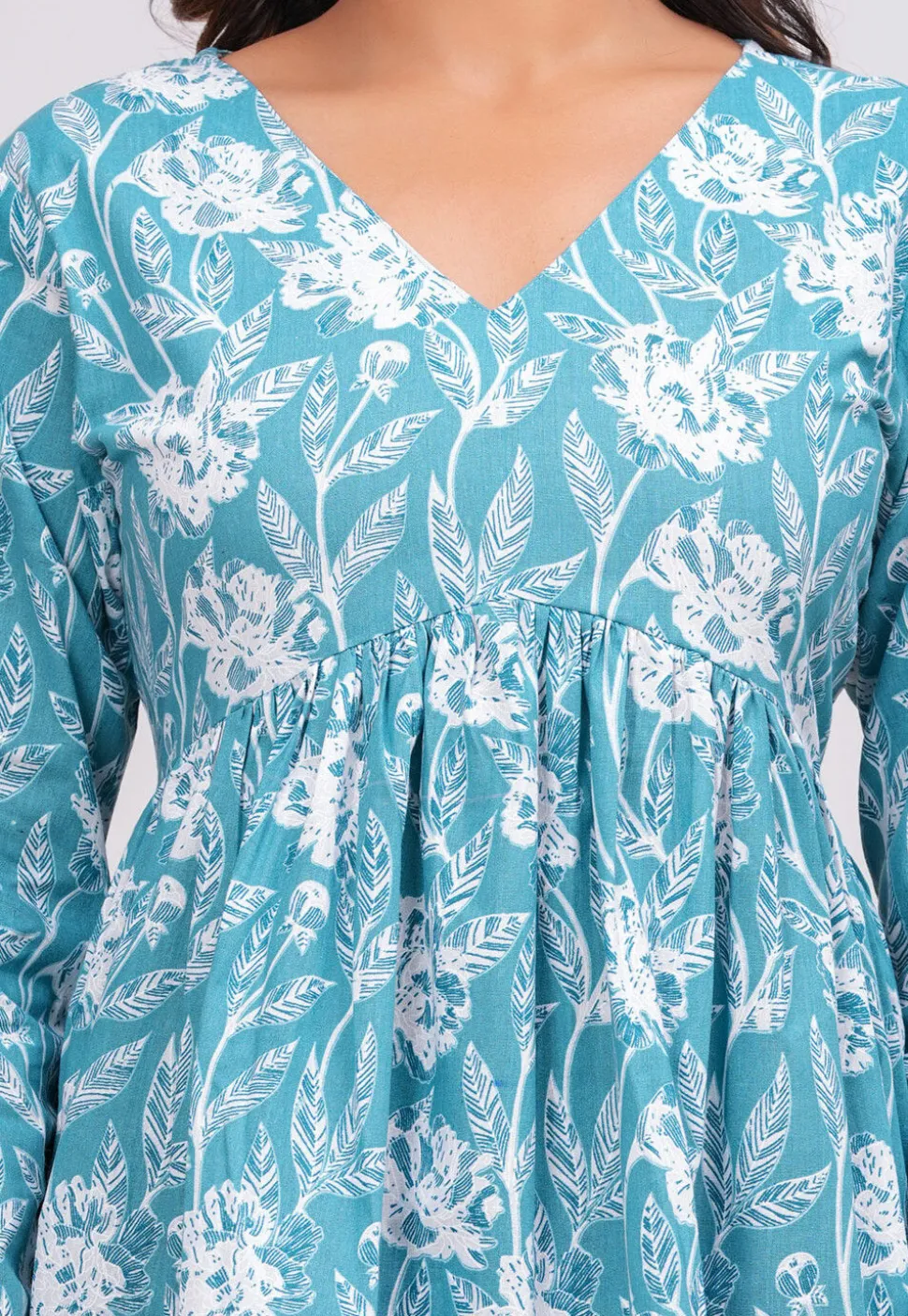 Printed Cotton Tunic in Blue