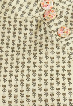Printed Cotton Tunic in Light Beige