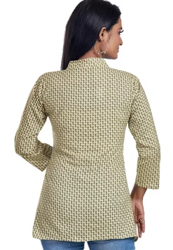 Printed Cotton Tunic in Light Beige