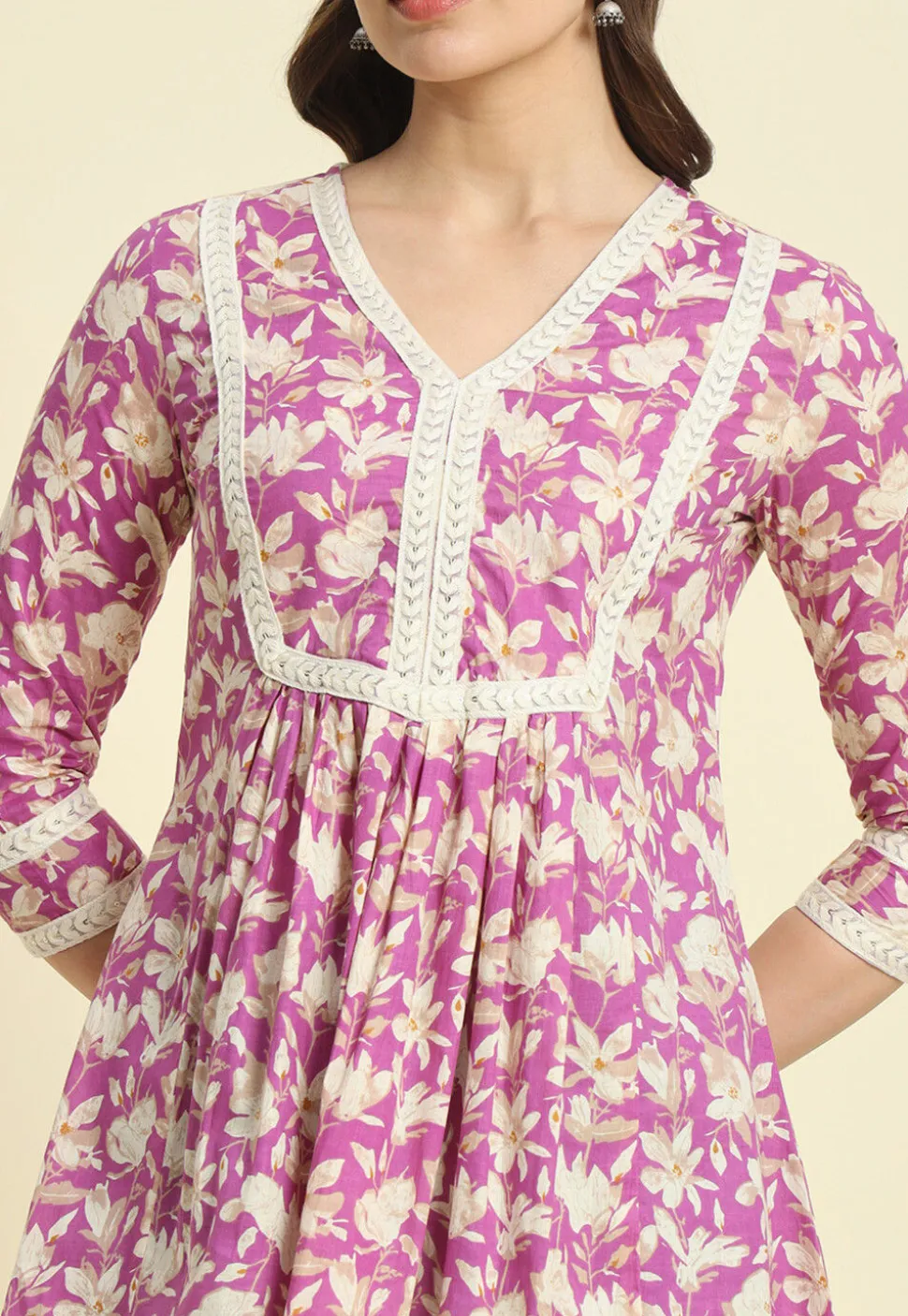 Printed Cotton Tunic in Light Purple