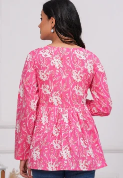 Printed Cotton Tunic in Pink