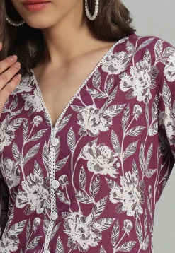 Printed Cotton Tunic in Purple