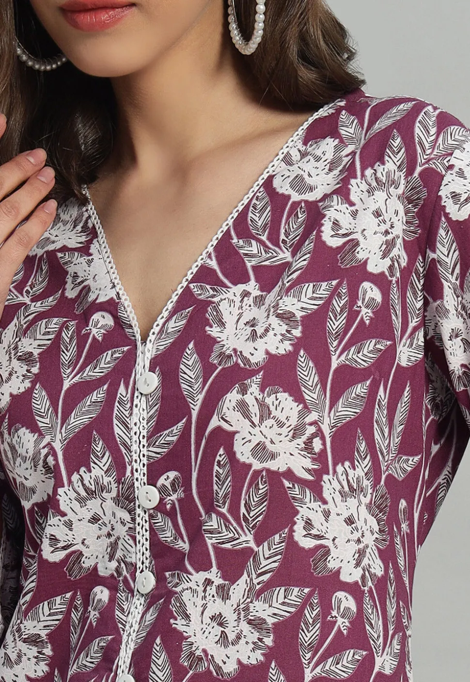 Printed Cotton Tunic in Purple