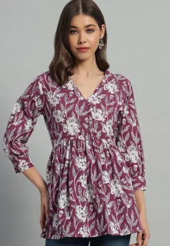Printed Cotton Tunic in Purple