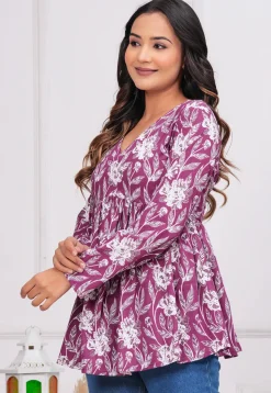 Printed Cotton Tunic in Purple