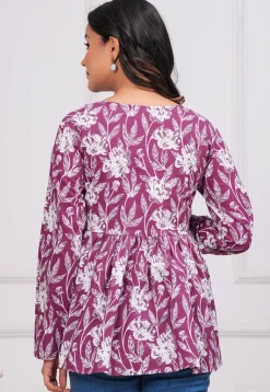 Printed Cotton Tunic in Purple