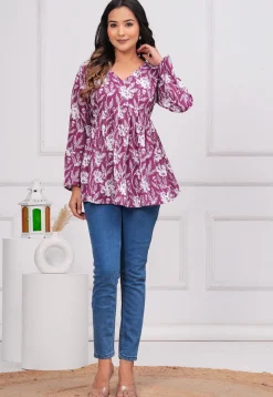 Printed Cotton Tunic in Purple