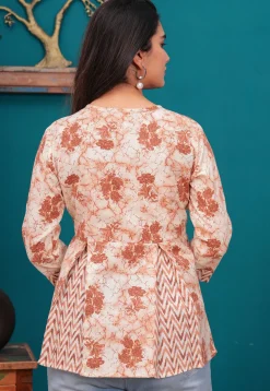 Printed Cotton Tunic in Peach