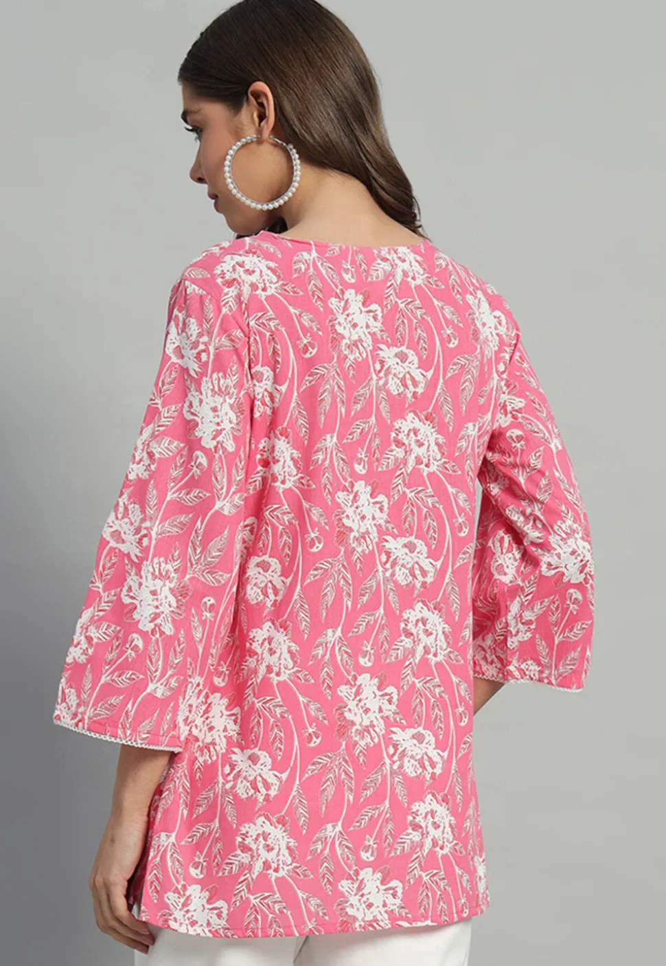 Printed Cotton Tunic in Pink