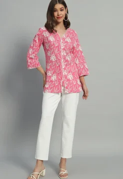 Printed Cotton Tunic in Pink