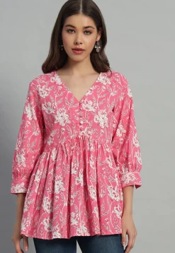 Printed Cotton Tunic in Pink