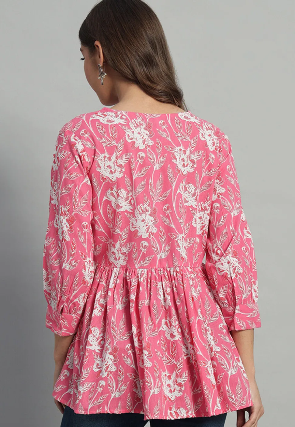 Printed Cotton Tunic in Pink