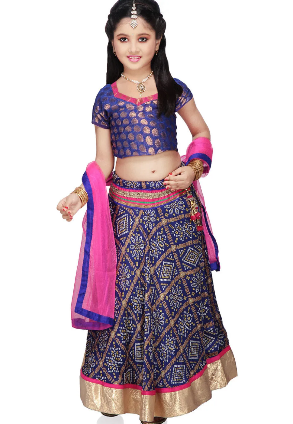 Printed Crepe Lehenga Sets in Blue