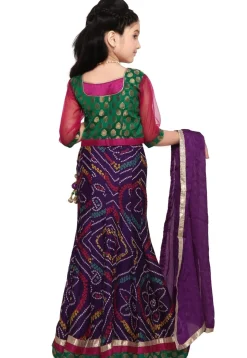 Printed Crepe Lehenga Set in Purple