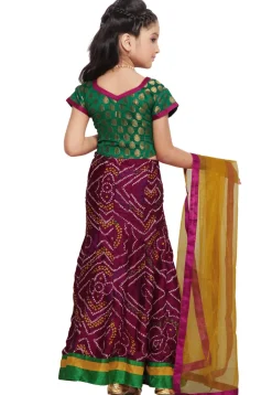 Printed Crepe Lehenga Set in Magenta