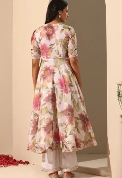 Printed Georgette Anarkali Suit in White