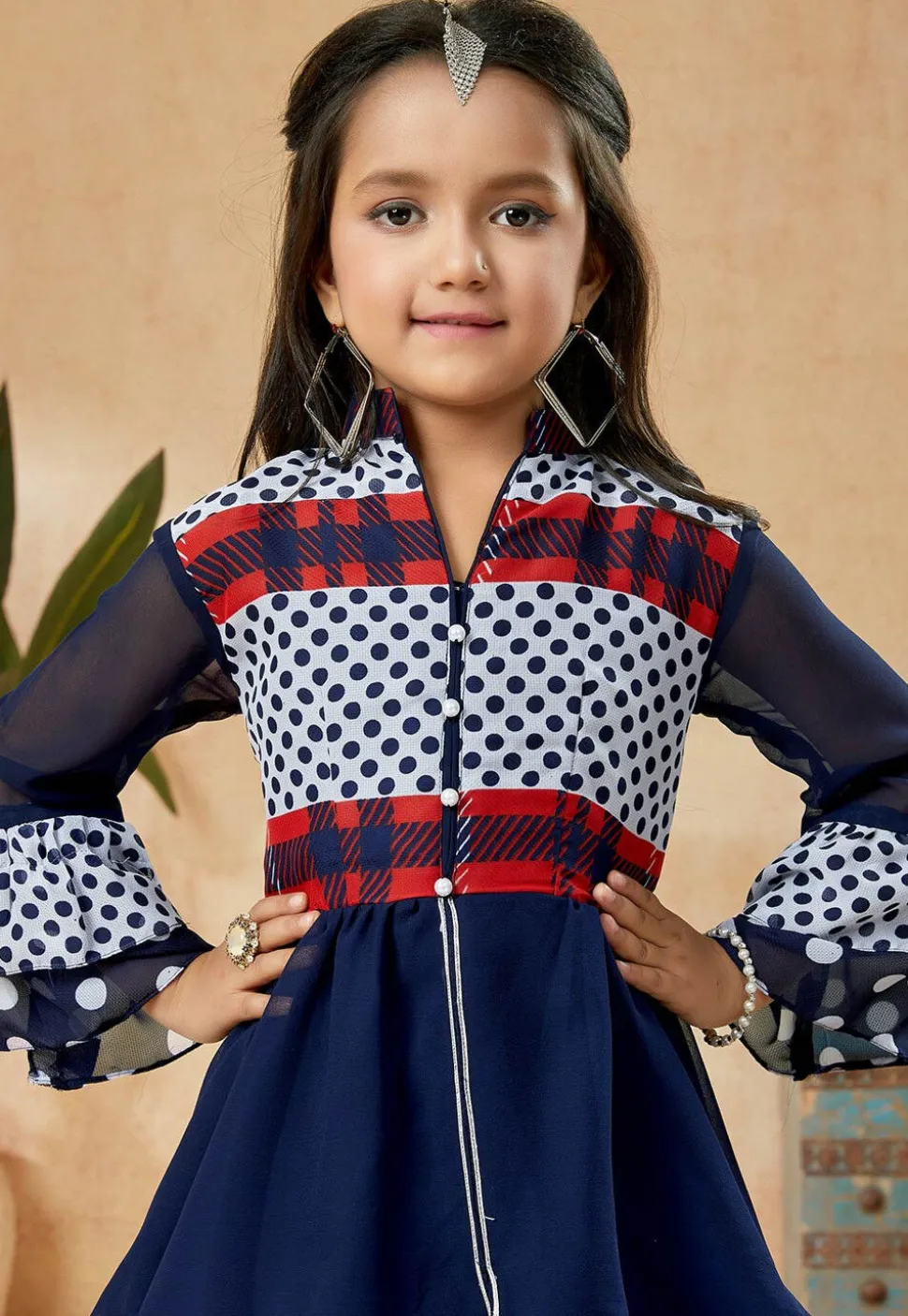 Printed Georgette Pakistani Suit in Navy Blue