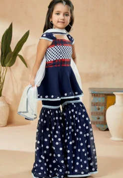 Printed Georgette Pakistani Suit in Navy Blue