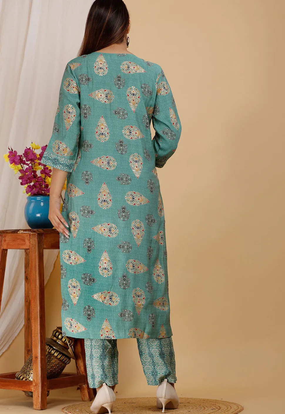 Printed Georgette Pakistani Suit in Light Blue