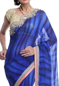 Printed Georgette Saree in Blue