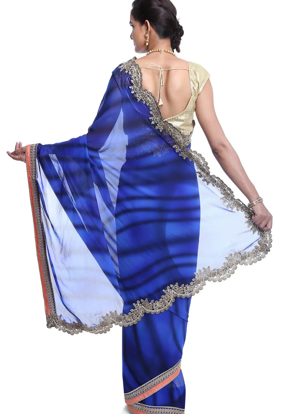 Printed Georgette Saree in Blue
