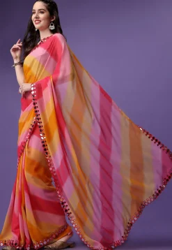 Printed Georgette Saree in Multicolor