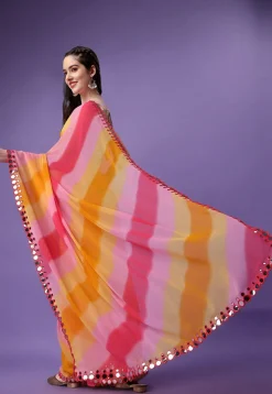 Printed Georgette Saree in Multicolor