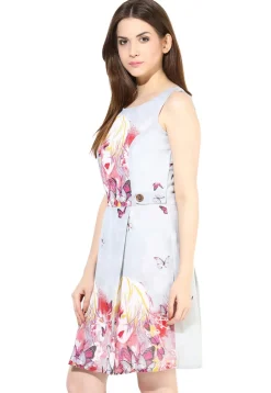 Printed Georgette Short Dress in Sky Blue