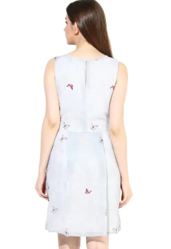 Printed Georgette Short Dress in Sky Blue