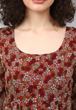 Printed Georgette Tiered Dress in Multicolor