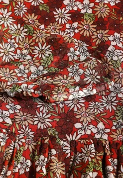 Printed Georgette Tiered Dress in Multicolor