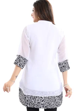 Printed Georgette Tunic in Off White