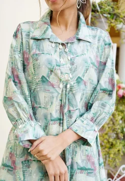 Printed Modal Muslin Cotton Co Ord Set in Light Green