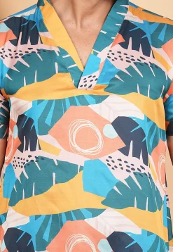 Printed Modal Satin Co Ord Set in Multicolor