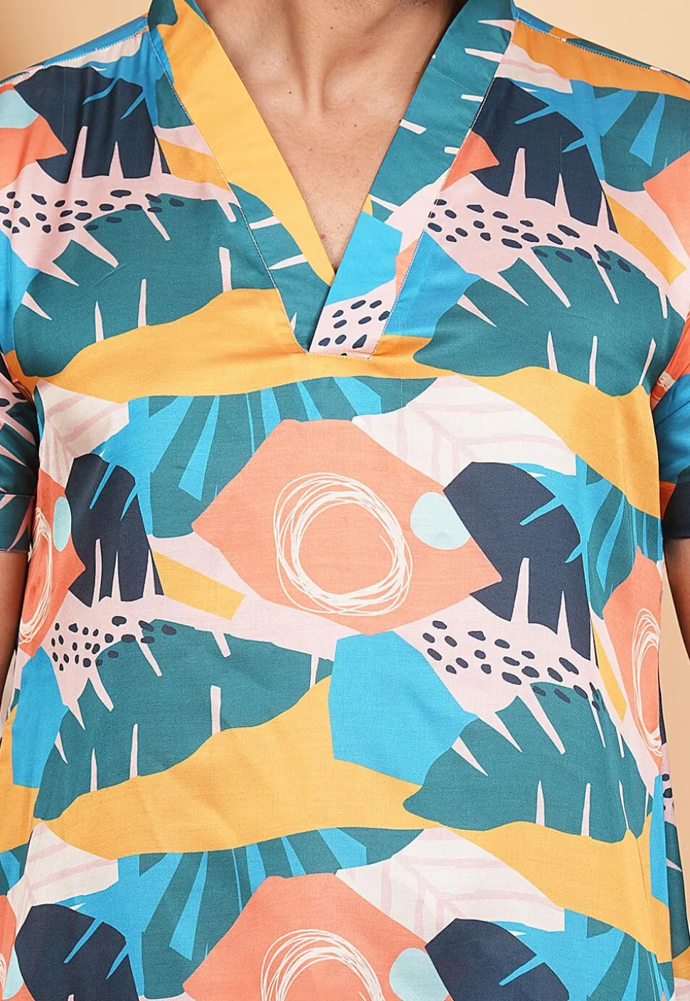 Printed Modal Satin Co Ord Set in Multicolor