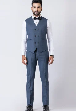 Printed Polyester Tuxedo in Light Blue
