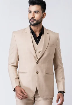 Printed Polyester Tuxedo in Beige
