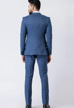 Printed Polyester Tuxedo in Blue