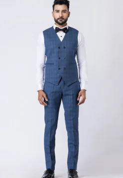 Printed Polyester Tuxedo in Blue