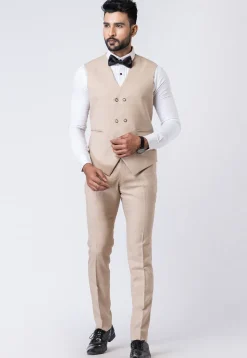 Printed Polyester Tuxedo in Beige