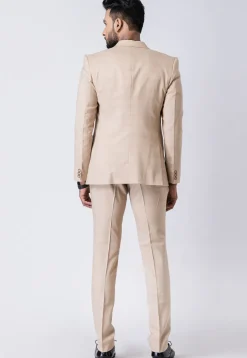 Printed Polyester Tuxedo in Beige