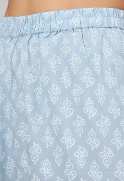 Printed Pure Cotton A Line Suit in Sky Blue