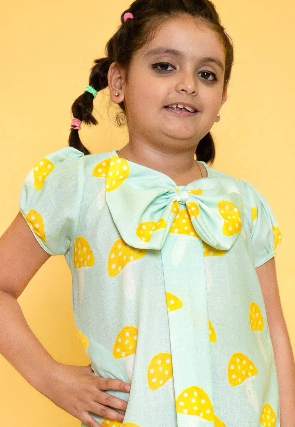 Printed Pure Cotton Aline Dress in Pastel Green