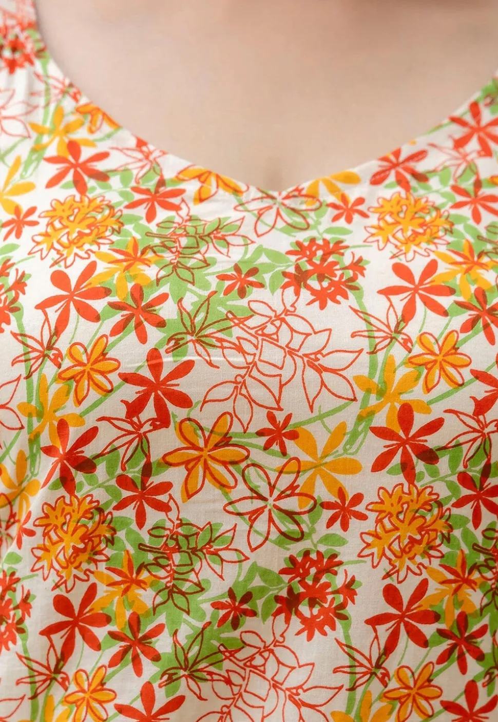 Printed Pure Cotton Aline Dress in Multicolor