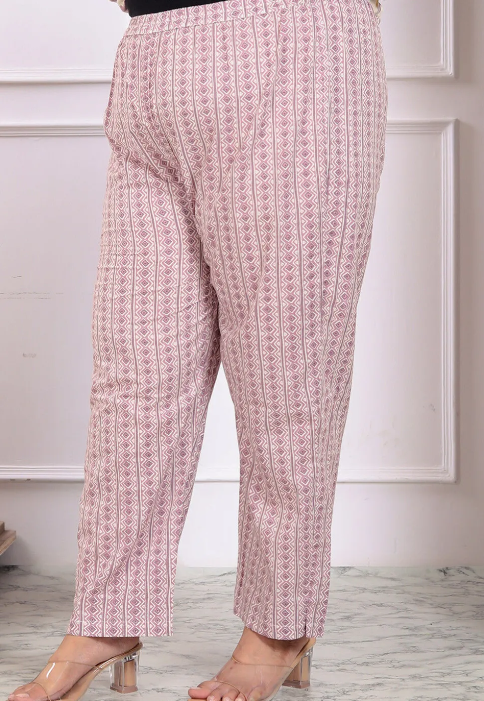 Printed Pure Cotton Aline Suit in Off White