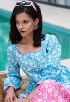 Printed Pure Cotton Aline Dress in Multicolor