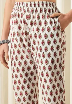 Printed Pure Cotton Aline Suit in White