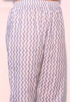 Printed Pure Cotton Aline Suit in White and Blue