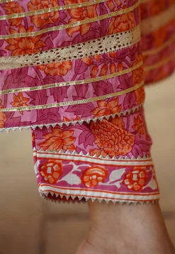 Printed Pure Cotton Aline Suit in Pink
